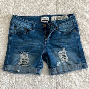 INDIGO REIN Distressed Denim Shorts